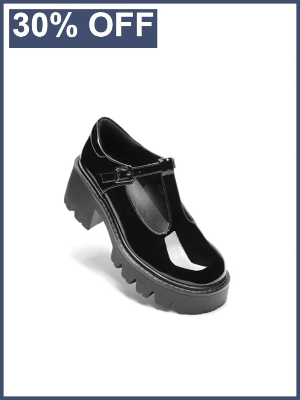 T-Strap Mary Jane Platform Pumps Chunky Heels 2.56